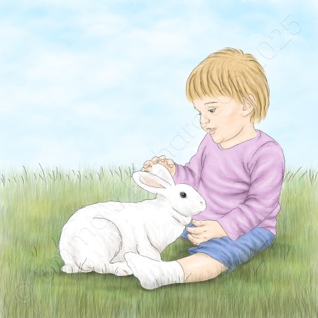 Child and rabbit