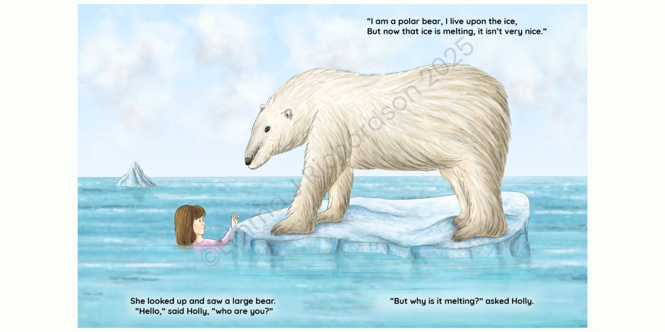 Holly meets a polar bear Sample spread from Holly's Animals