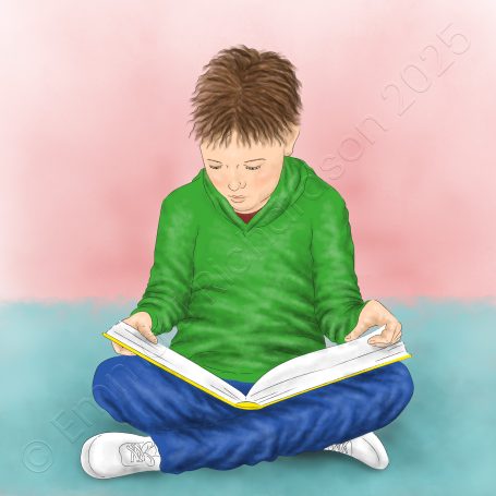 Boy reading a book